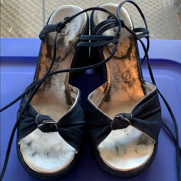 Nine West Denim Wedge Sandal 11M - Picture 2 of 6